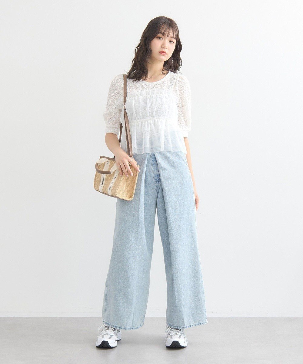 earth music&ecology ＳＥＴ２点フラワープルオーバー＋チュールビスチェ 