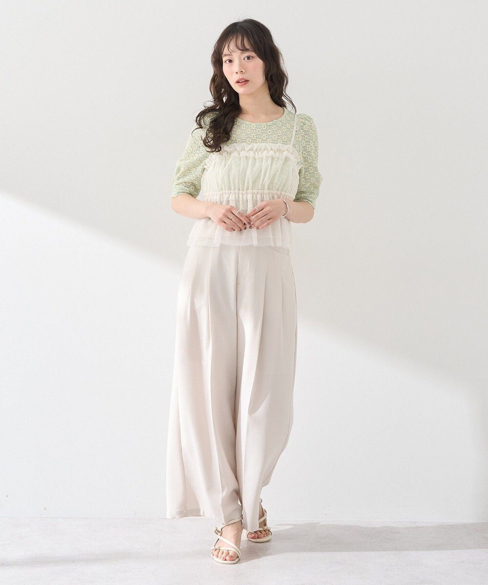 earth music&ecology ＳＥＴ２点フラワープルオーバー＋チュールビスチェ 