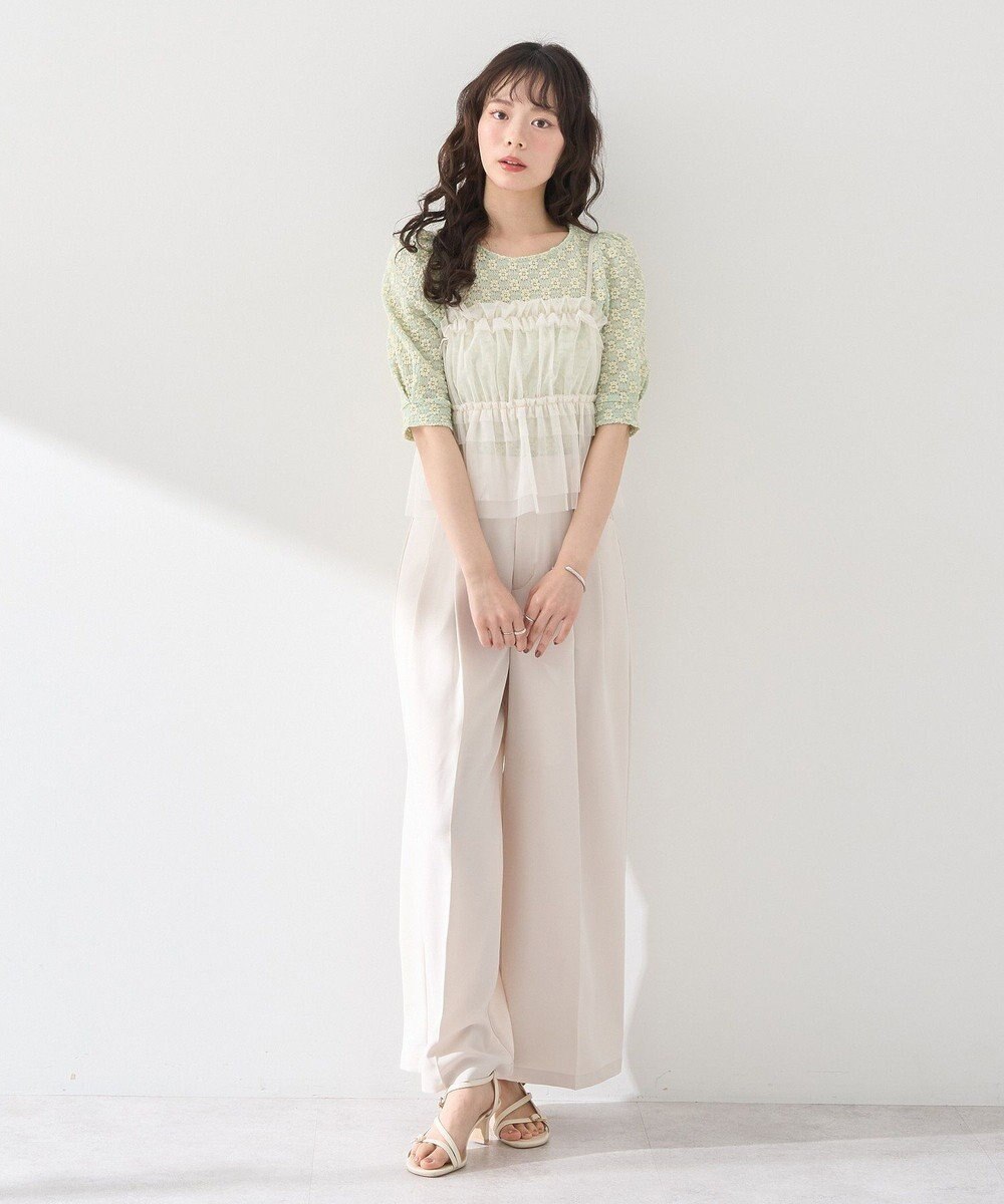 earth music&ecology ＳＥＴ２点フラワープルオーバー＋チュールビスチェ 