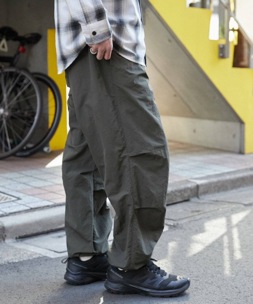 WEGO 【ウエストゴム/MLサイズ展開】ナイロンイージーパンツ 
