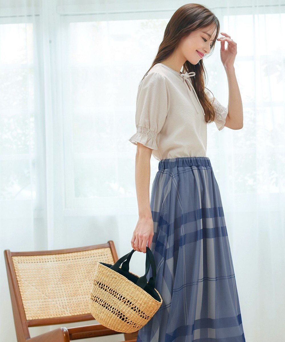 Tiaclasse 【洗える】シアーシャーリング2WAYブラウス 