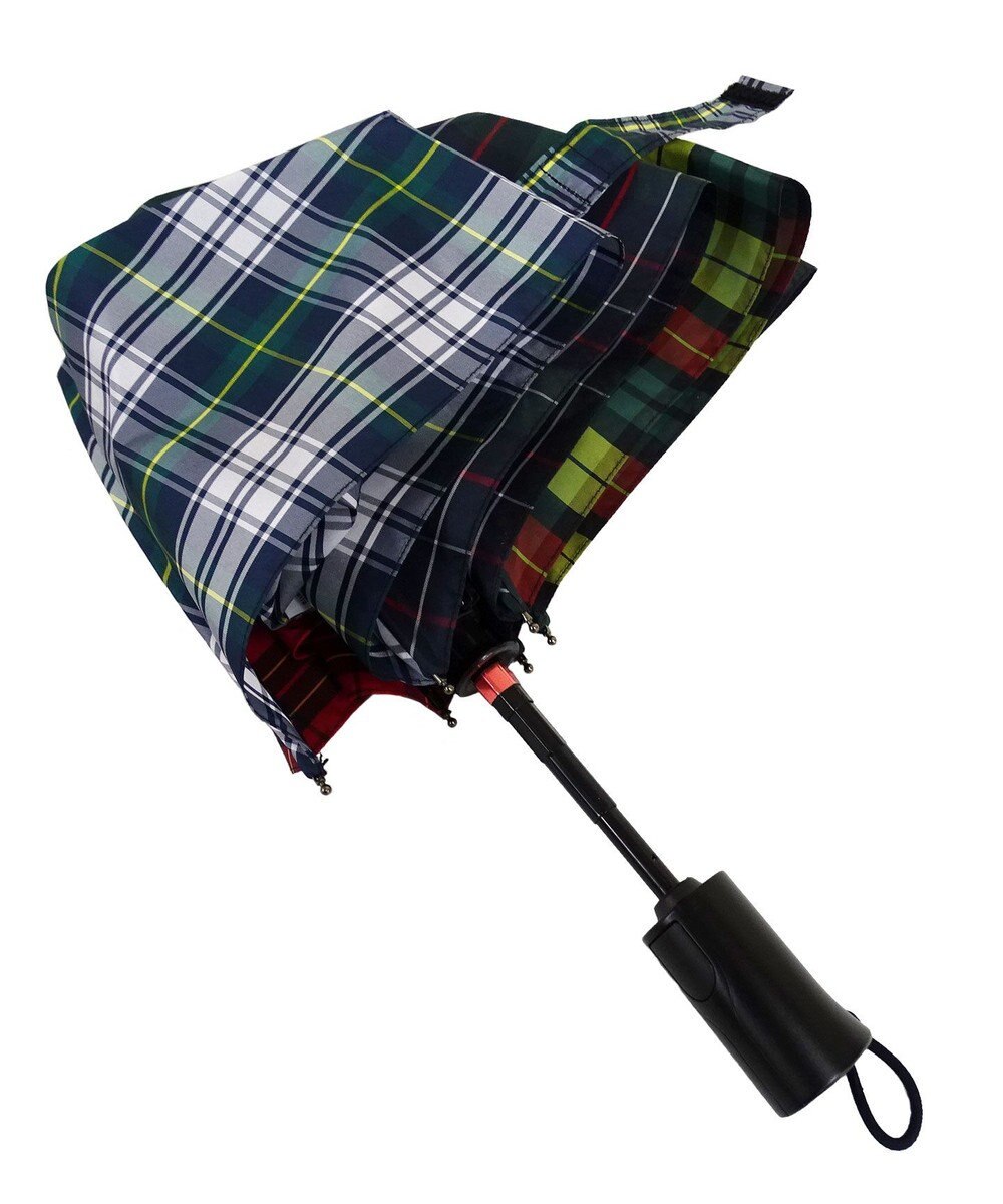 +RING 【簡単/便利】【UVカット90%以上】プラスリング UNISEX 自動開閉式 折傘58cm CHK T1179 