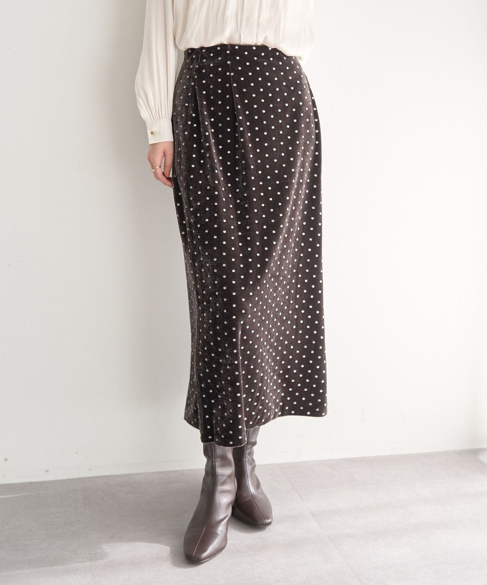 YECCA VECCA グリッタードットベロアナロースカート 