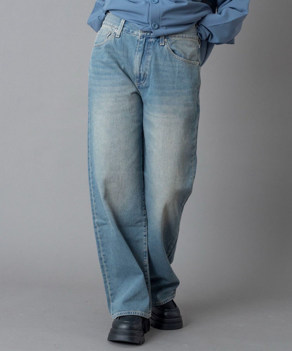 WEGO 【ユニセックス着用ITEM/ウエスト調整可】ストレートデニムパンツ 