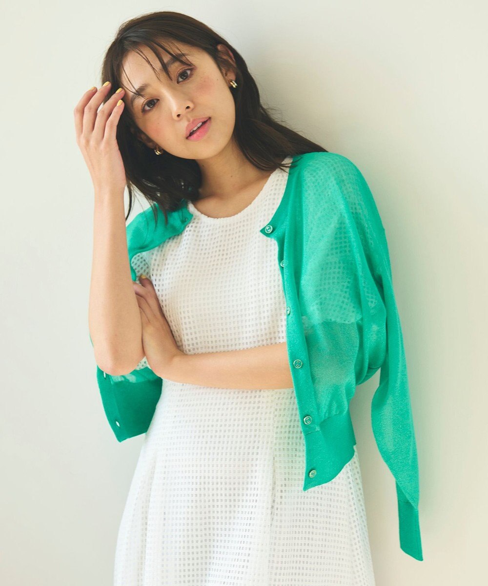 Feroux 【洗える】シアーカラー カーディガン 