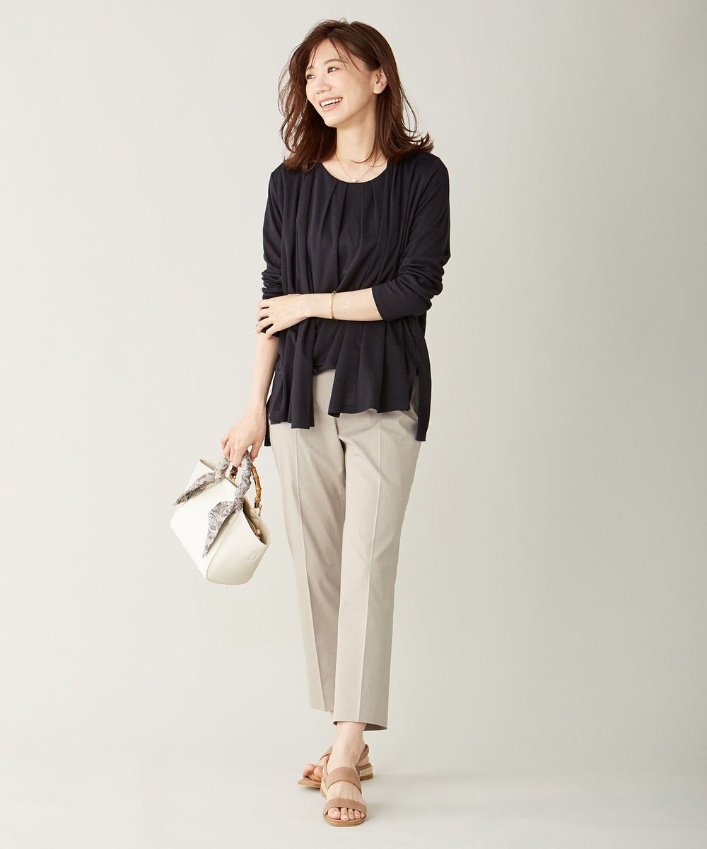 J.PRESS LADIES S 【シワになりにくい】コットンフィッティーシャーク テーパードパンツ 