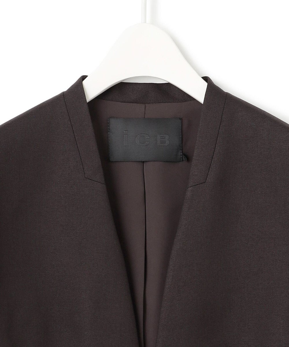 ICB 【洗える】プロヴィスウールツイル ノーカラージャケット 