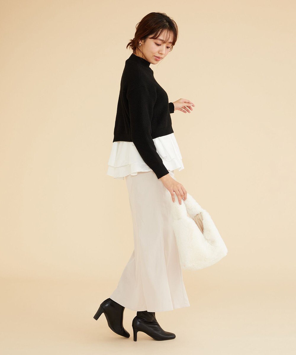 Feroux 【洗える】ラッフルレイヤード ニット 