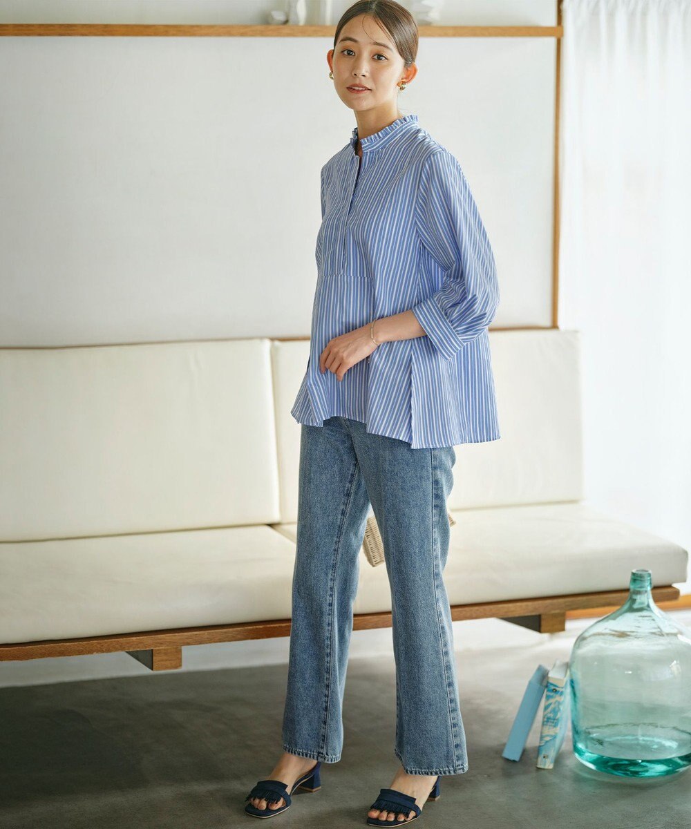 組曲 【WEB限定】ナイロンレーヨン スキッパーブラウス 