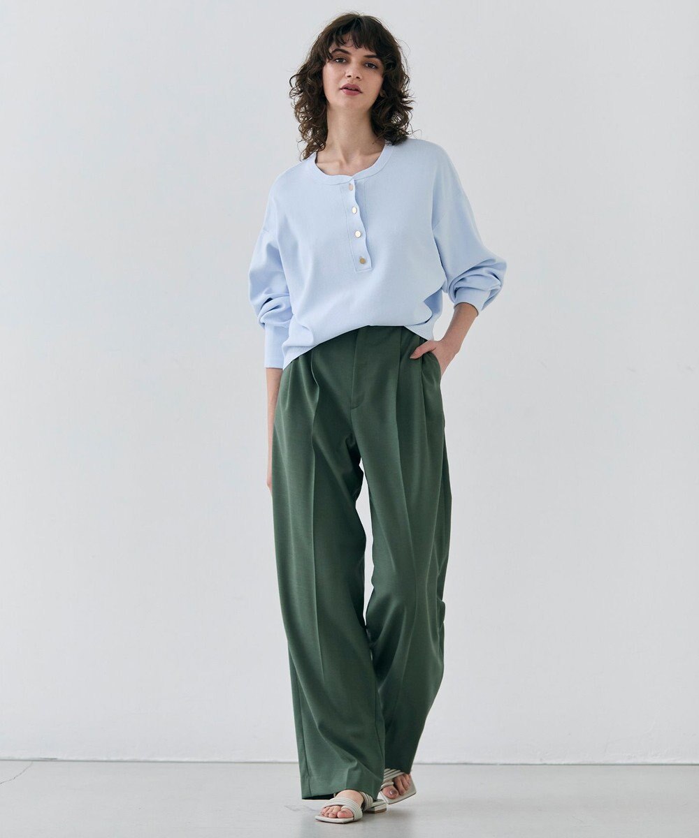 BEIGE， 【洗える】LAURA / クルーネックボタンニットトップス 