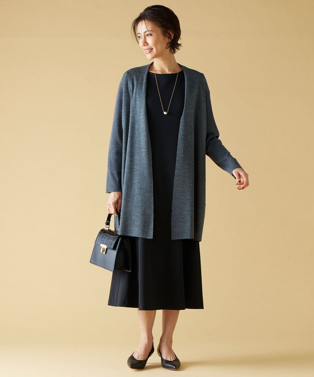 自由区 【洗える】ウールニットコンビジャージー ライトアウター 