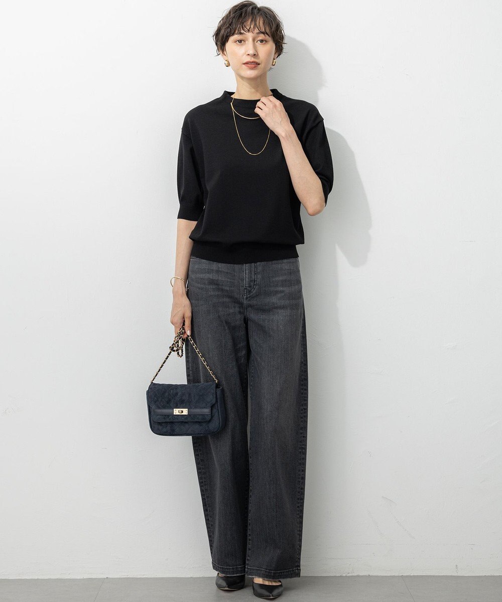 23区 L 【洗える/吊り干しOK】ヴィスコースストレッチ パフスリーブ ニット 