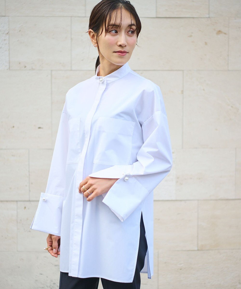 #Newans 【セレモニーにも】パールボタンビッグシャツ 