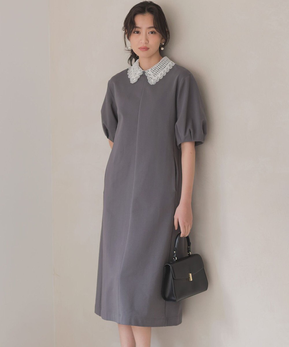 組曲 【2WAY】レース襟フレンチテリー ワンピース 