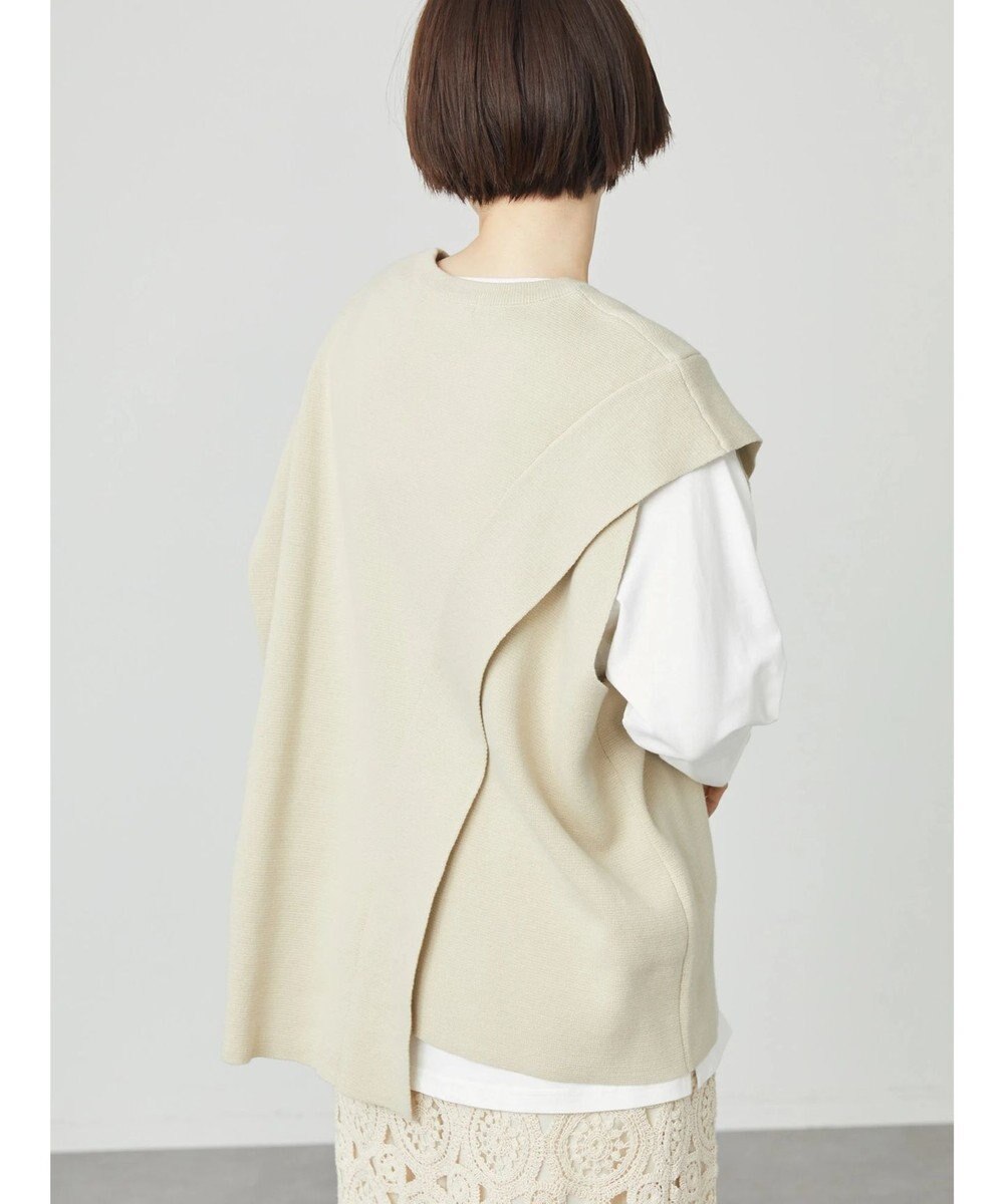 アシンメトリーニットベスト, Light Beige, M