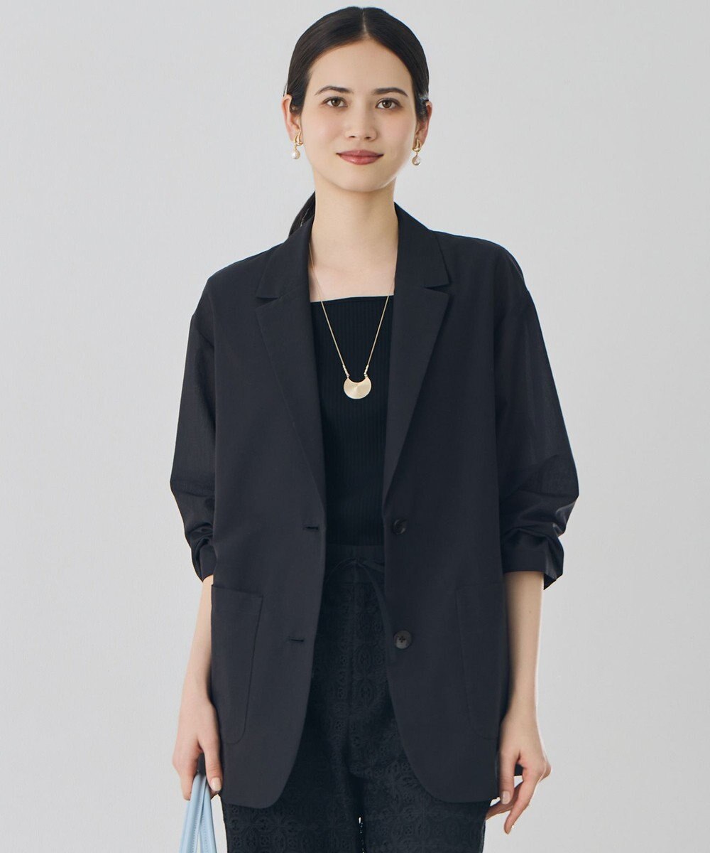 自由区 L 【17号サイズまで展開・カタログ掲載・軽やか】シアーボイルテーラード ジャケット 