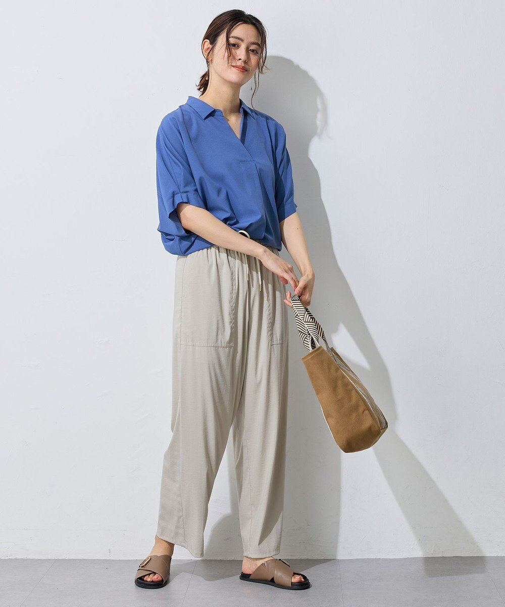 ANY 【新色追加】スキッパーネック袖タックブラウス 