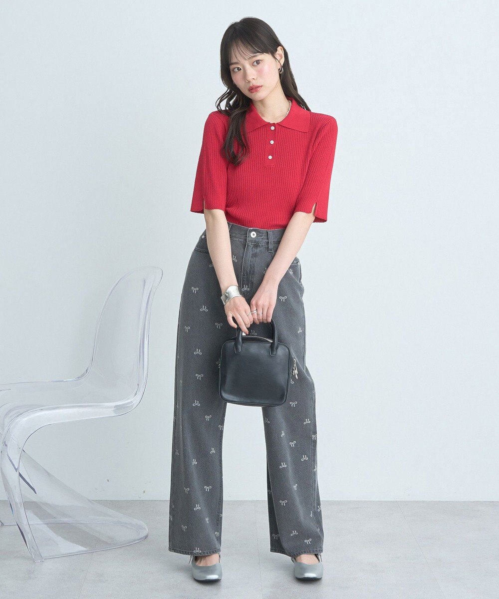 earth music&ecology 半袖ポロニットプルオーバー 