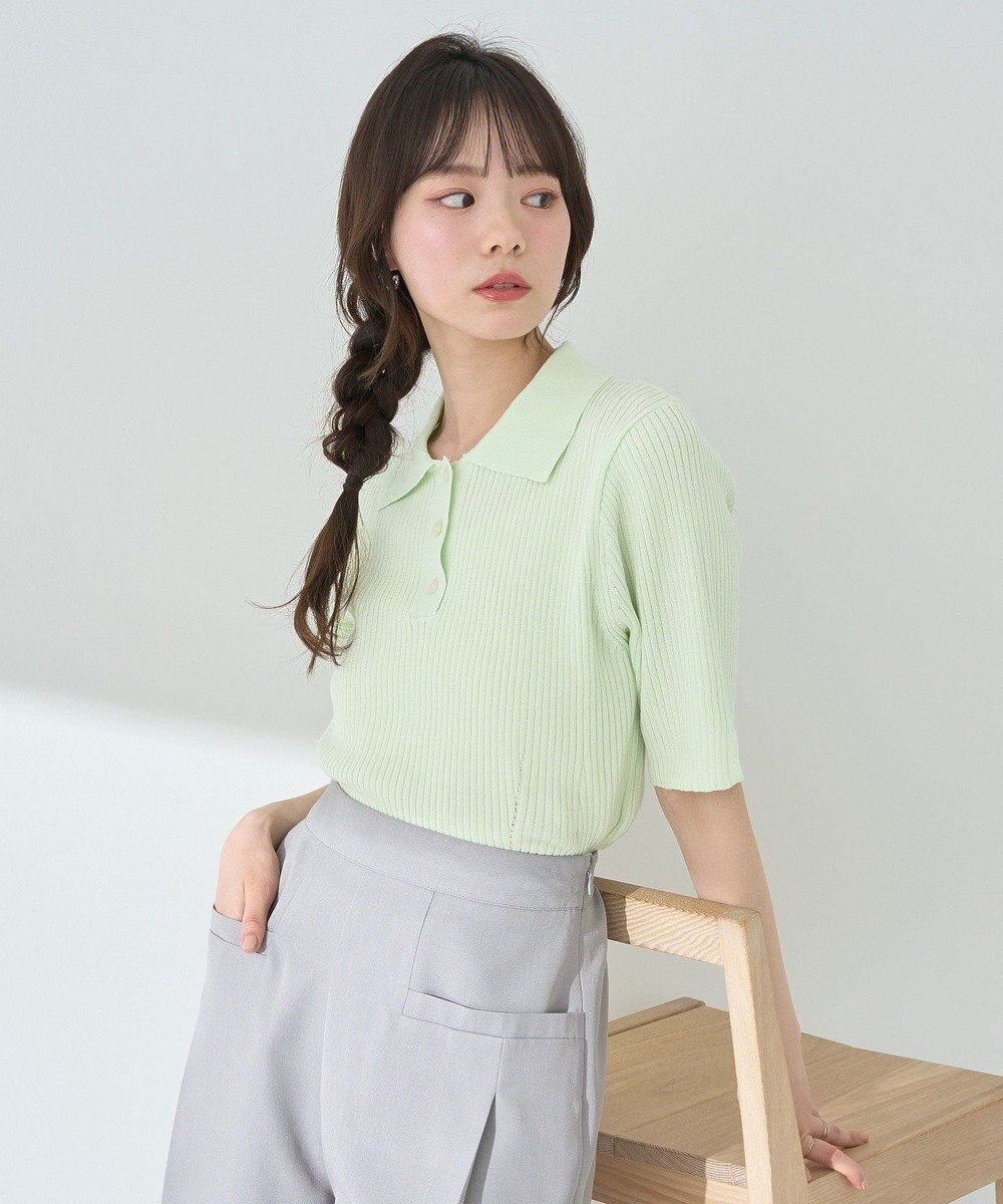 earth music&ecology 半袖ポロニットプルオーバー 