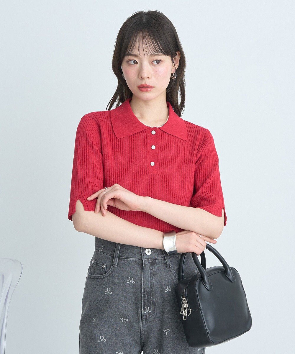 earth music&ecology 半袖ポロニットプルオーバー 