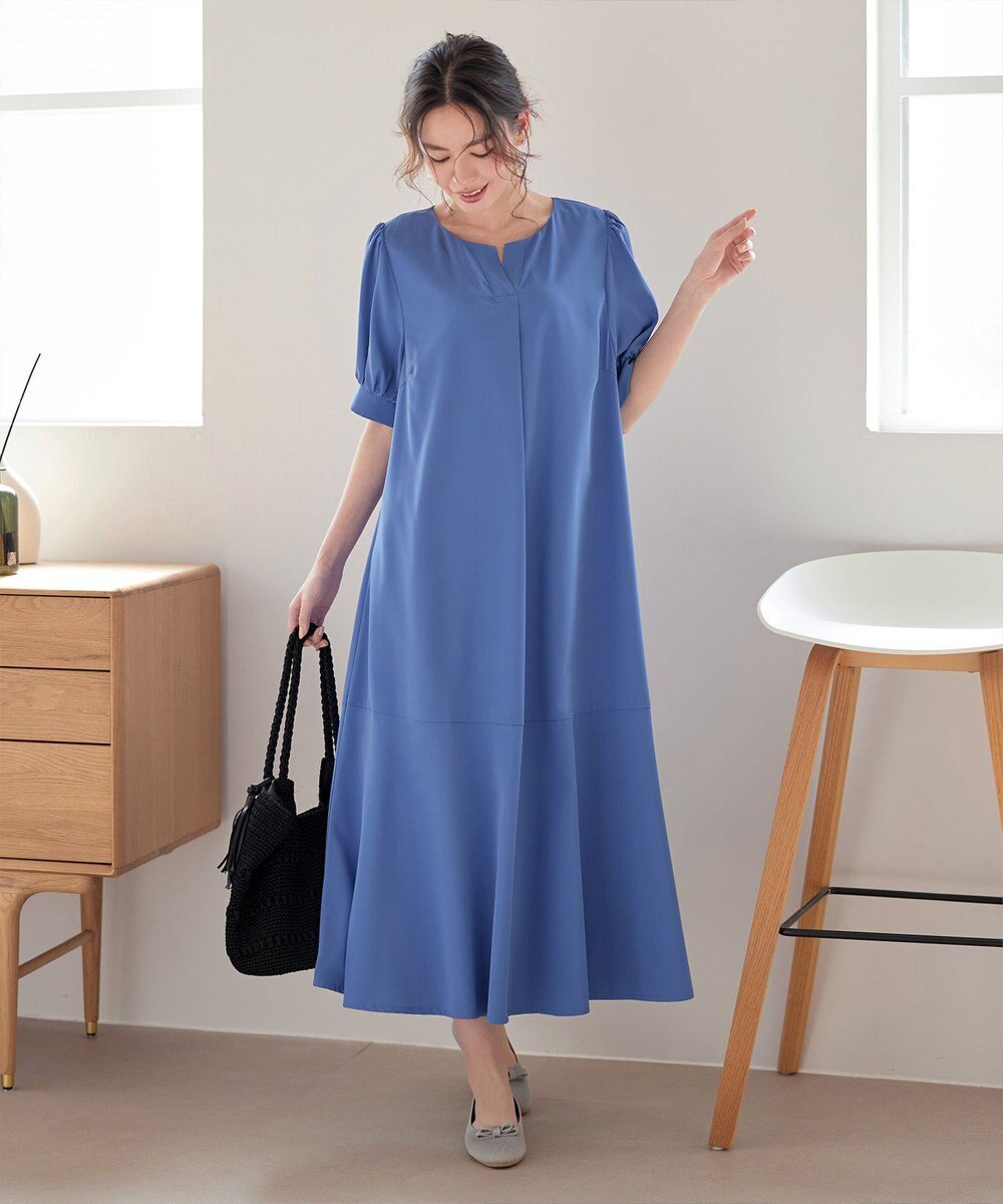 Tiaclasse 【洗える・XSサイズ】裾切替マーメイドフレアワンピース 