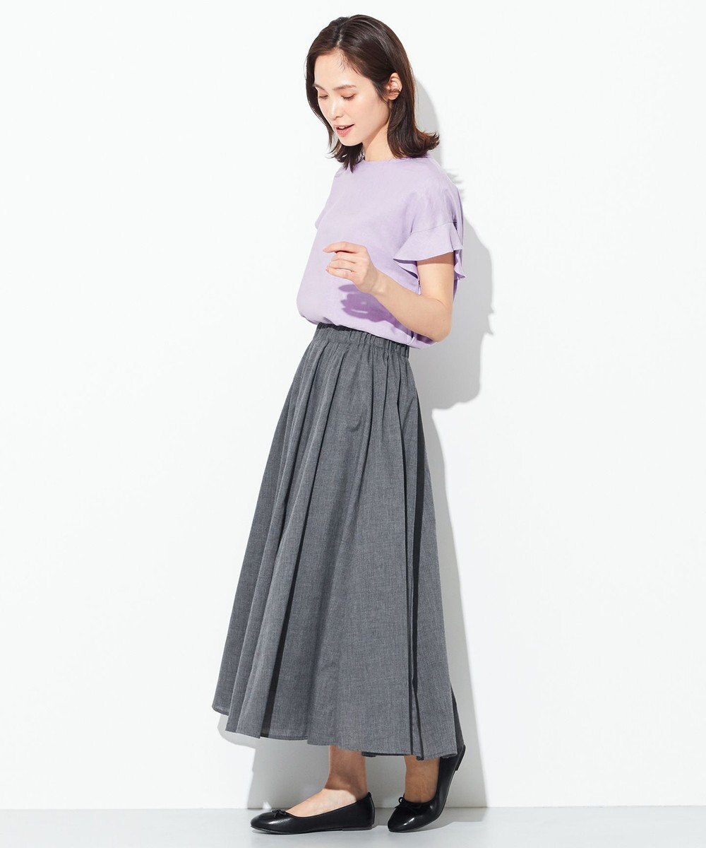 ANY 【洗える】ライトリネンクロスフレアスリーブ ブラウス 