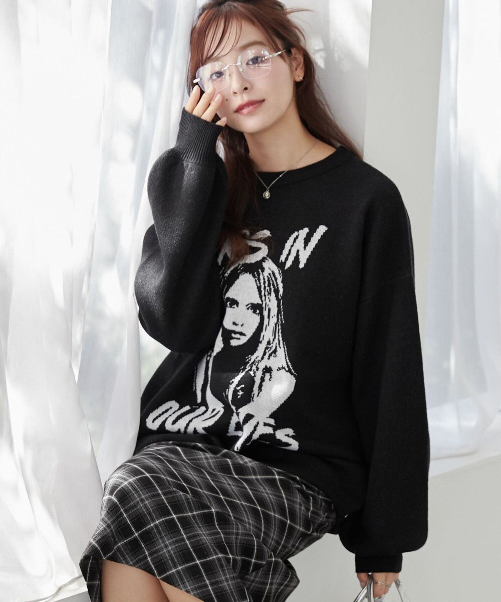 WEGO グラフィックBIGニットプルオーバー 