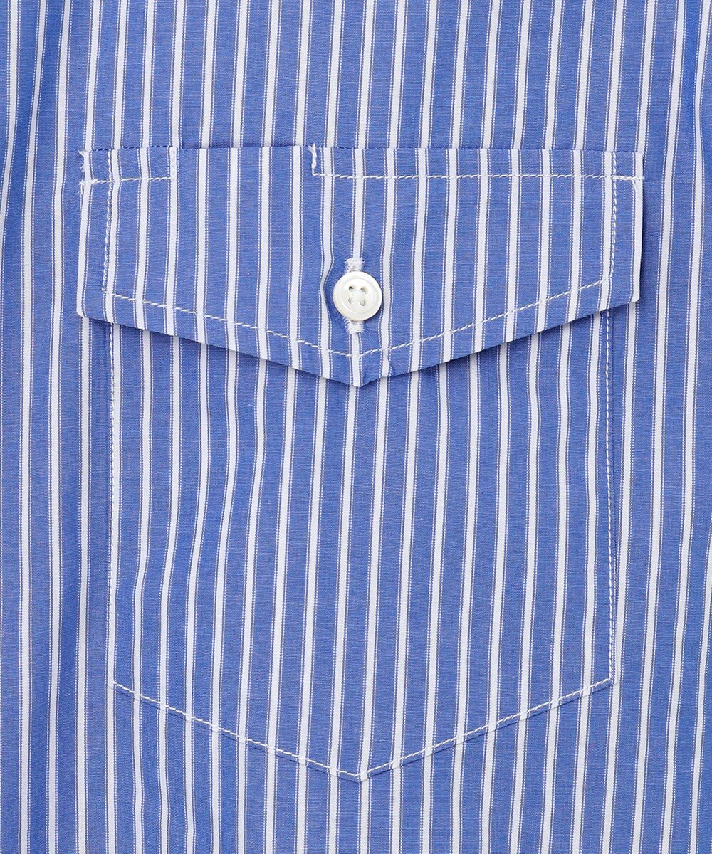 J.PRESS MEN ポプリンマルチストライプ バンドカラーシャツ 