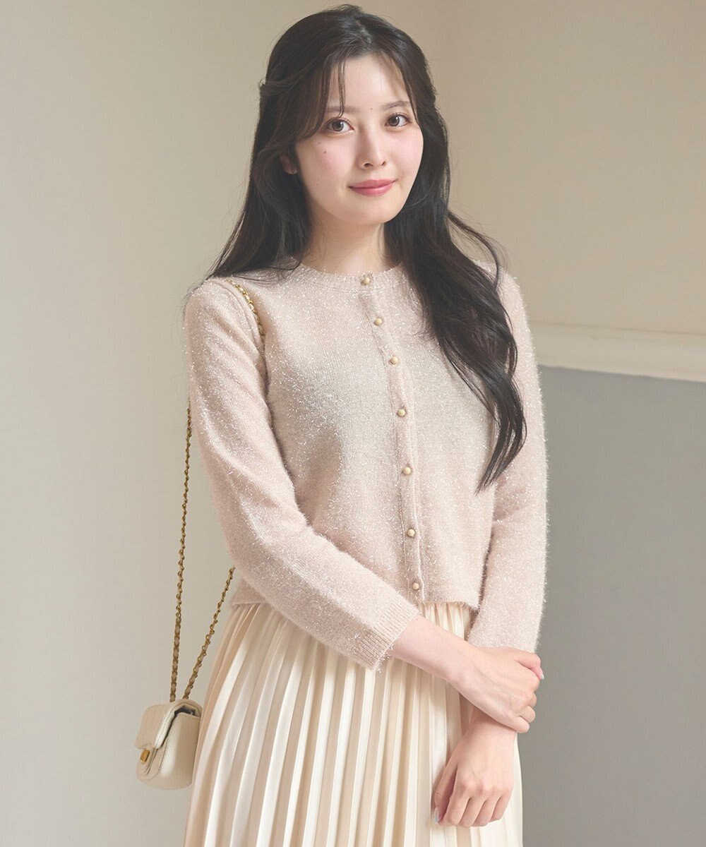 Feroux 【洗える】ラメシャギー カーディガン 