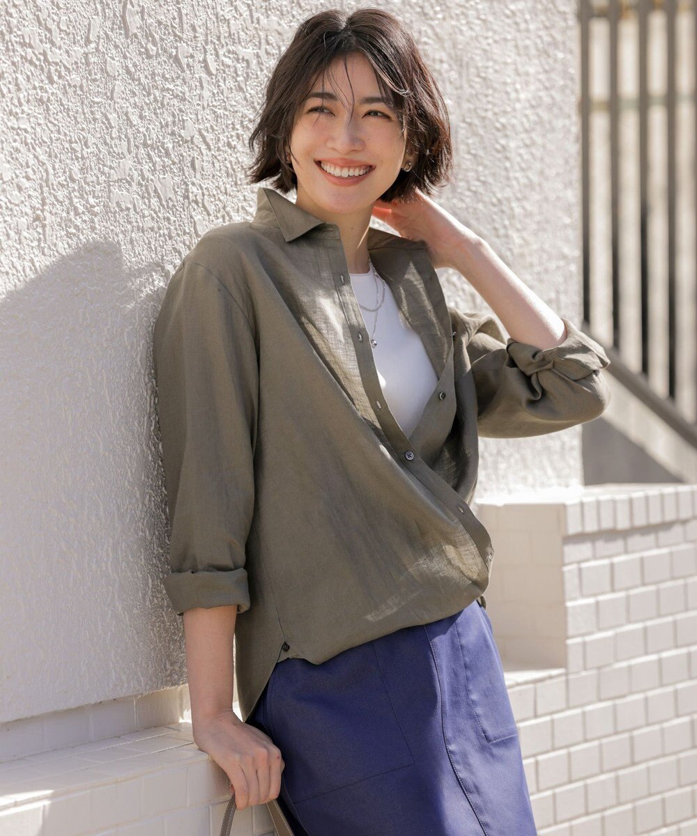 J.PRESS LADIES L 【WEB限定カラーあり・2way・セット着用可】リネン シャツ ブラウス 