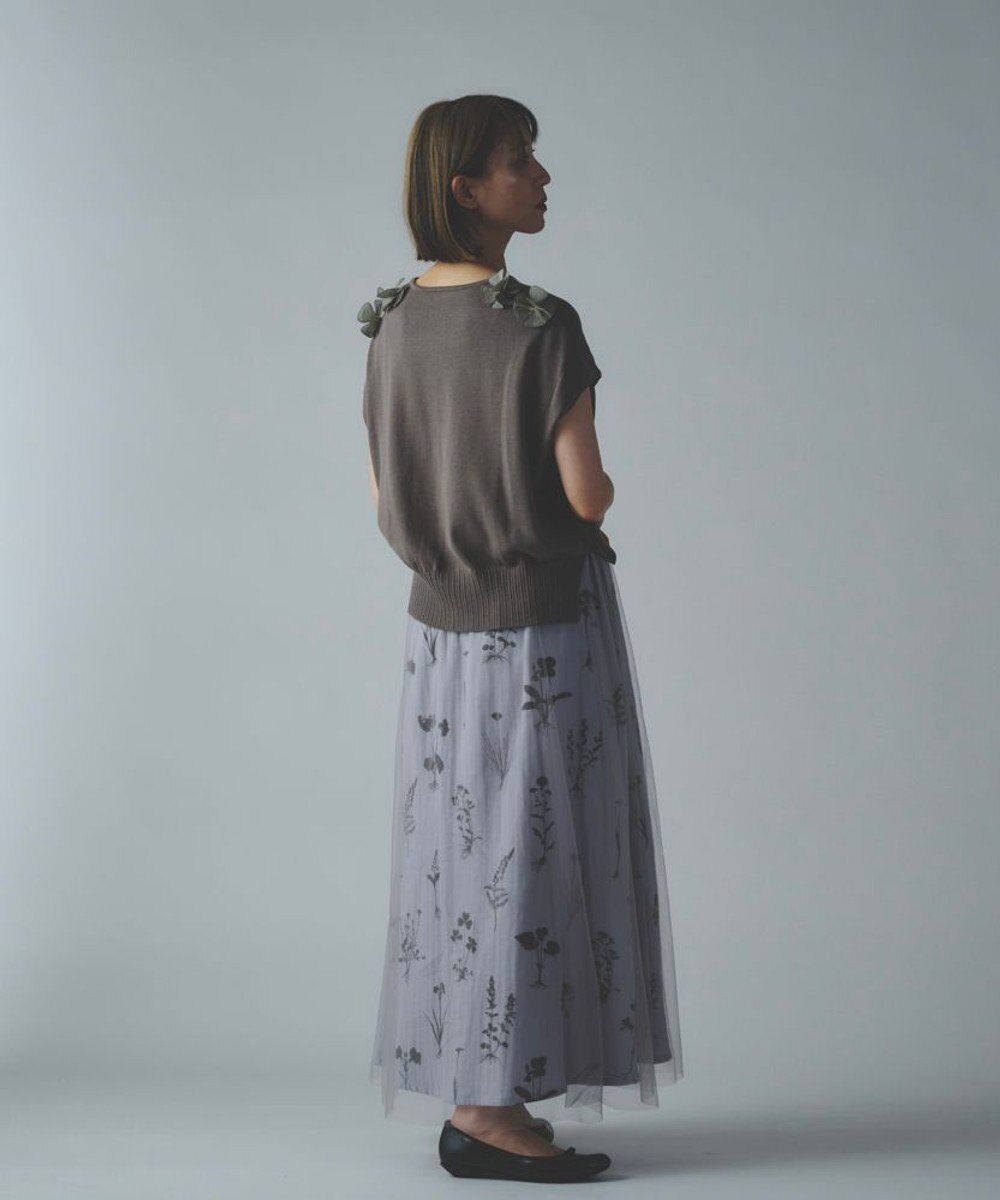 muuc 【植物の影絵プリント】チュールレイヤースカート 