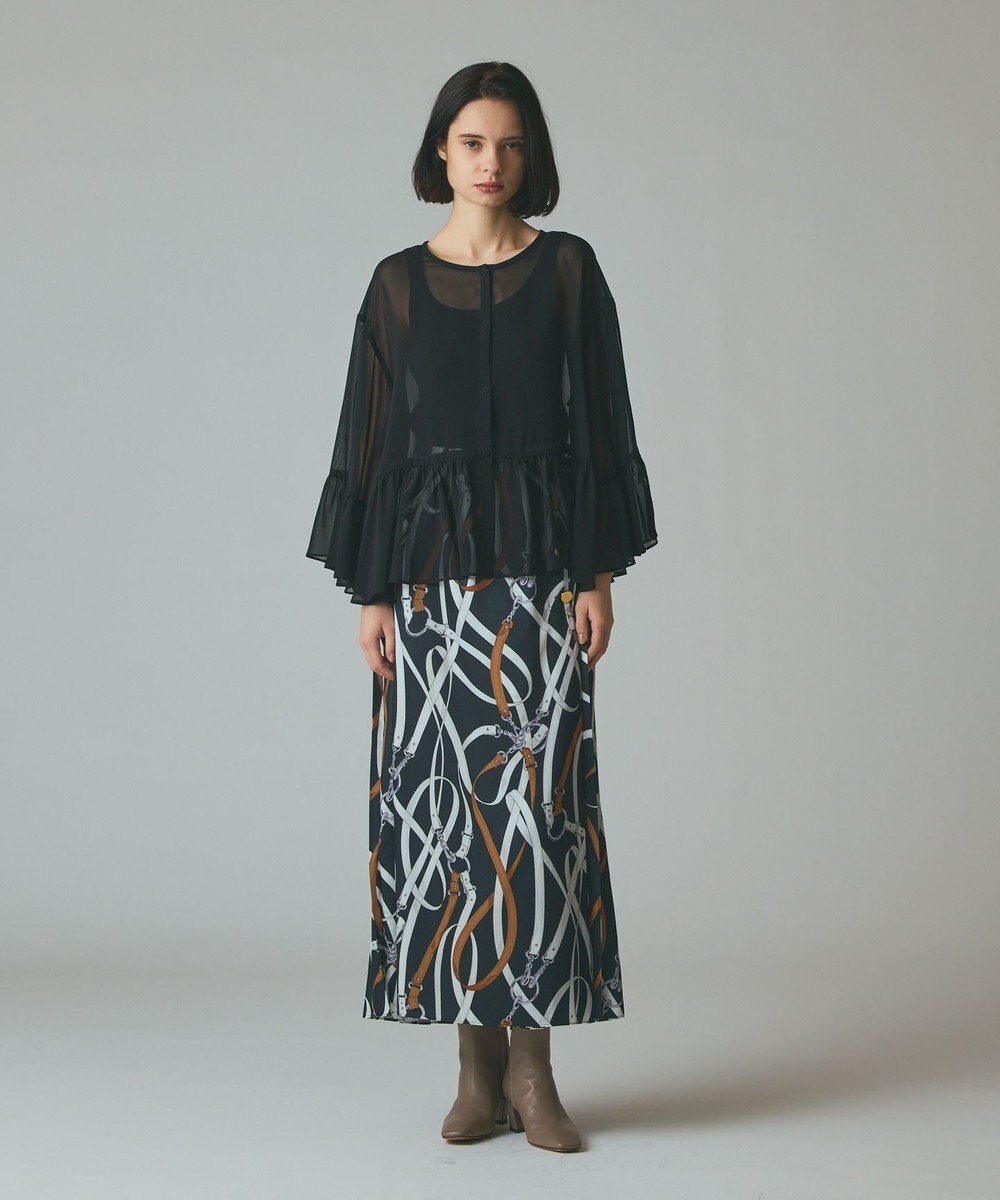 GRACE CONTINENTAL シフォンフリルポンチョ 