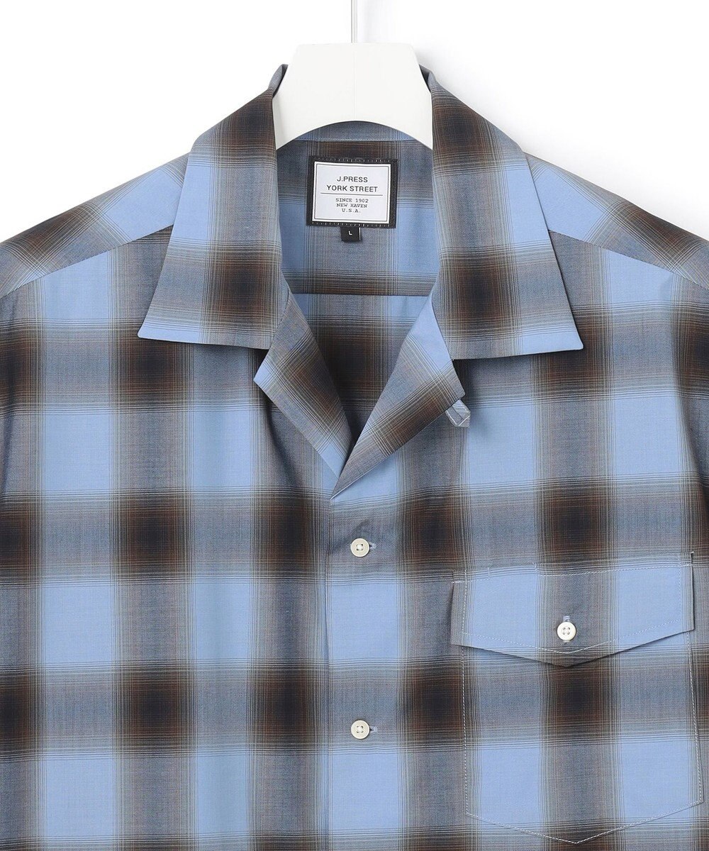 J.PRESS YORK STREET 【UNISEX】オンブレーチェック オープンカラーシャツ 