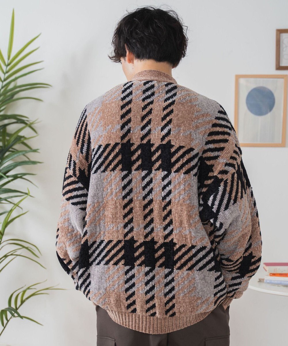 WEGO ベロアモール総柄カーディガン 