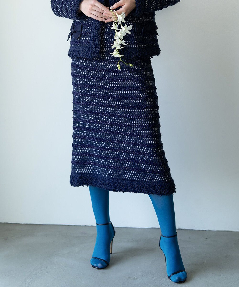 自由区 【カトリエムブーケ】Tweed melange フリンジスカート 