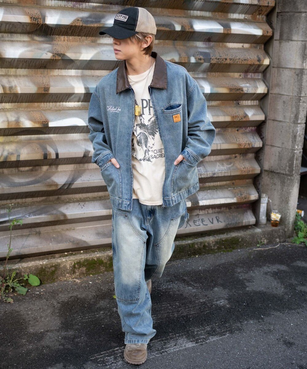 WEGO 【ユニセックス着用ITEM/MLサイズ展開】ワーカーズZIPデニムジャケット 