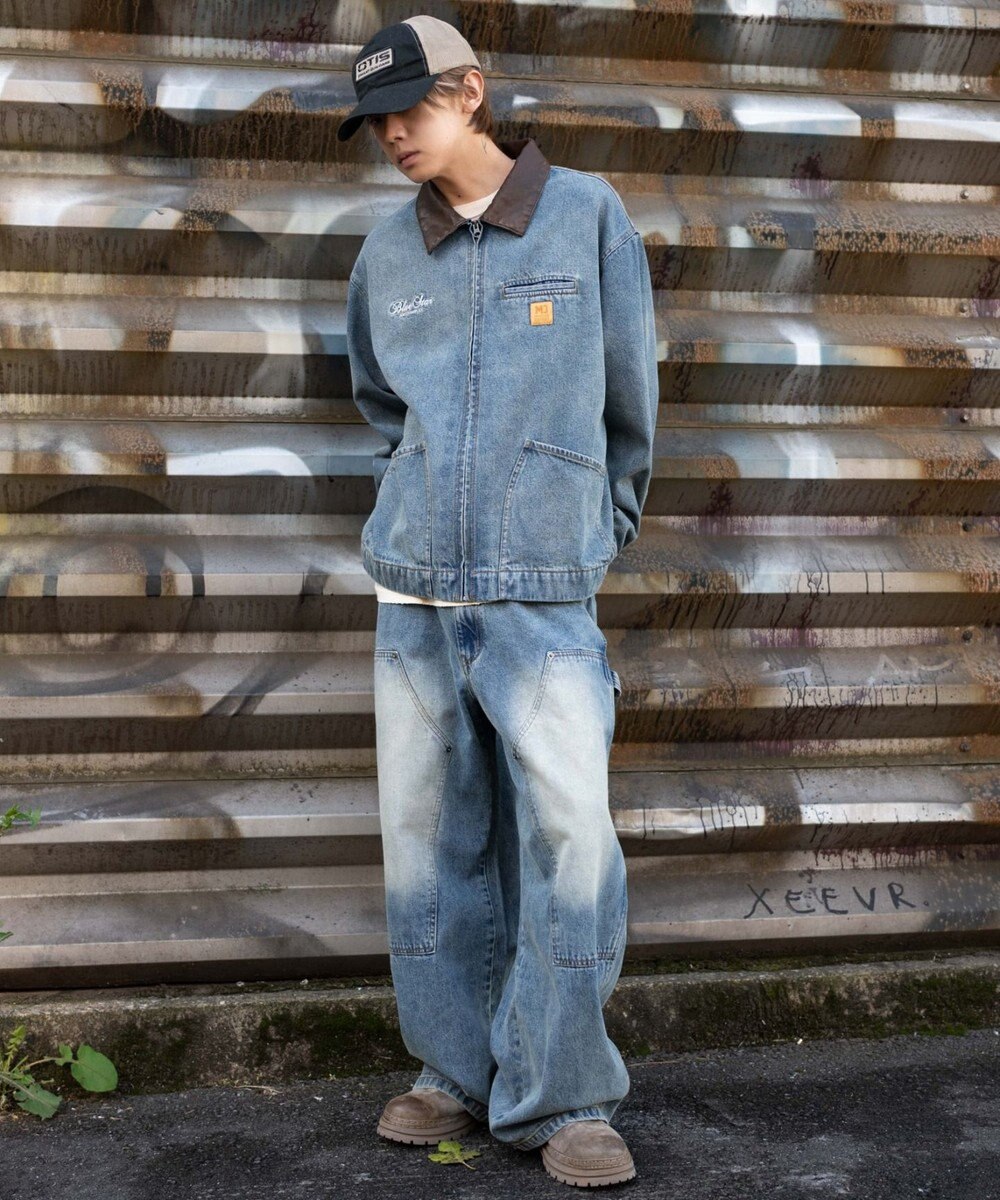 WEGO 【ユニセックス着用ITEM/MLサイズ展開】ワーカーズZIPデニムジャケット 