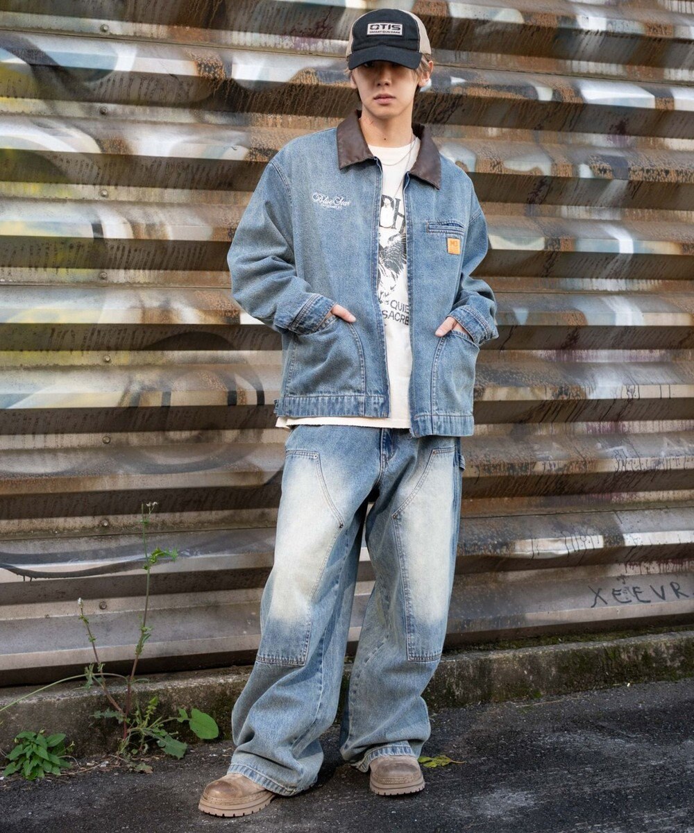 WEGO 【ユニセックス着用ITEM/MLサイズ展開】ワーカーズZIPデニムジャケット 