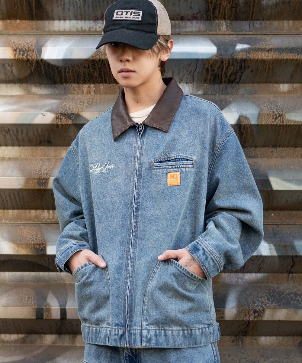 WEGO 【ユニセックス着用ITEM/MLサイズ展開】ワーカーズZIPデニムジャケット 