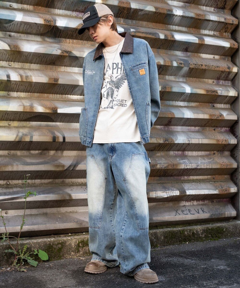 WEGO 【ユニセックス着用ITEM/MLサイズ展開】ワーカーズZIPデニムジャケット 