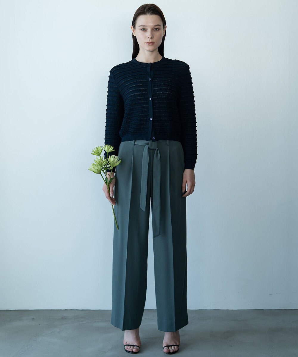 自由区 【カトリエムブーケ】Texture cardigan フリルショートカーディガン 