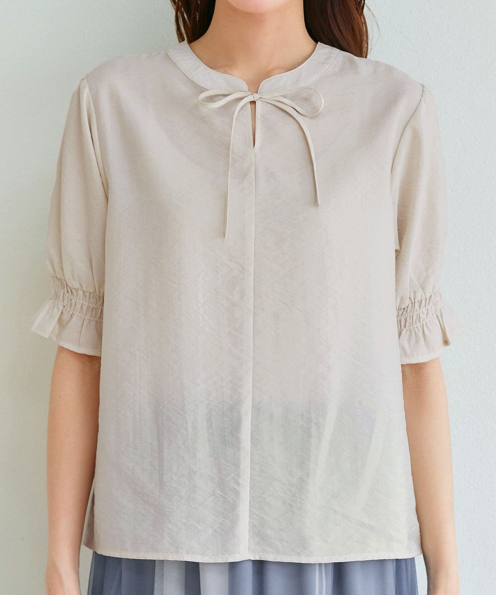 Tiaclasse 【洗える】シアーシャーリング2WAYブラウス 