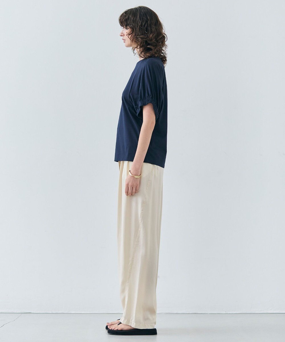 BEIGE， 【洗える】STOCK / オーガニックコットン半袖ギャザートップス 