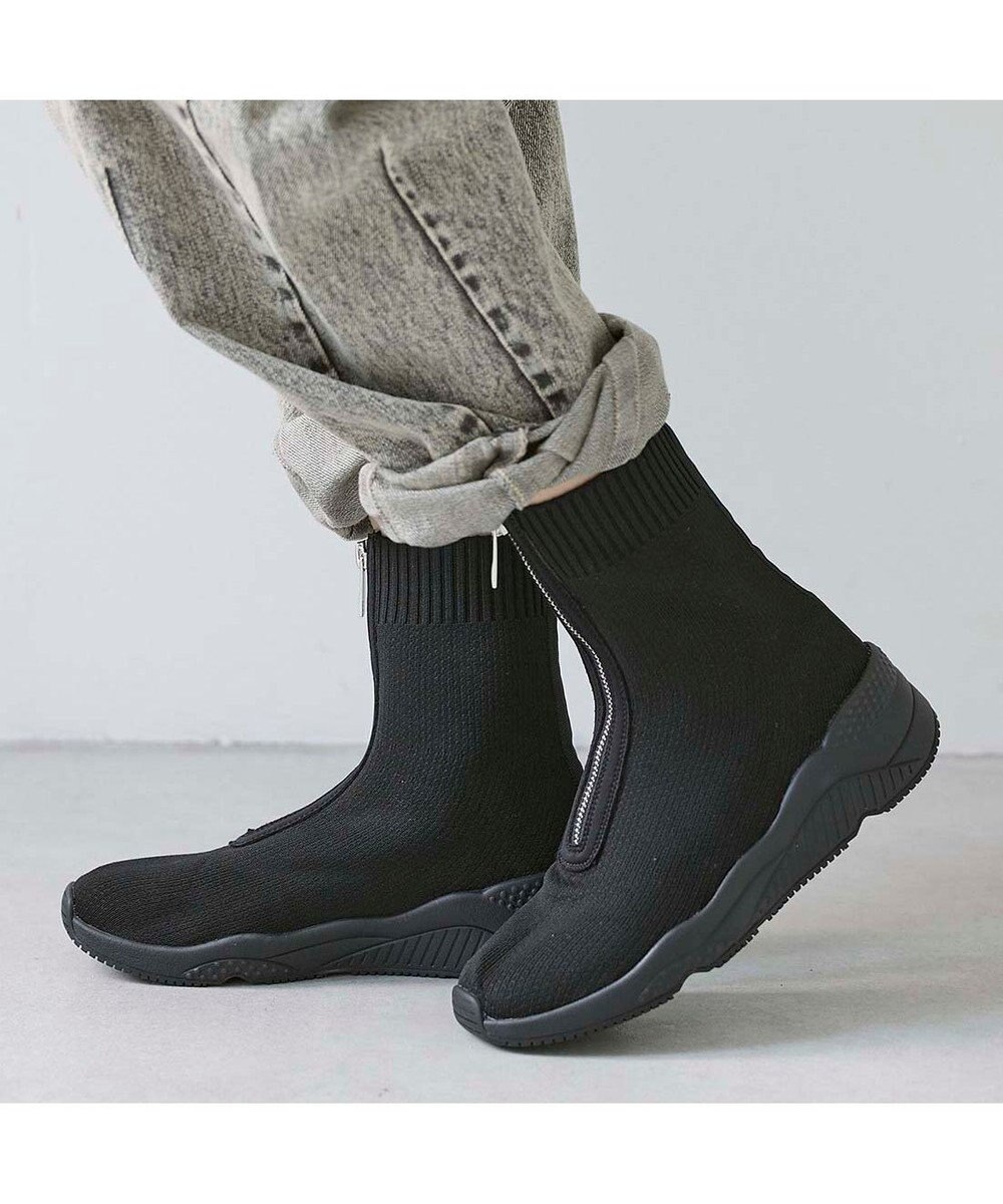 MODE ET JACOMO <carino>フロントジップニットブーツ 