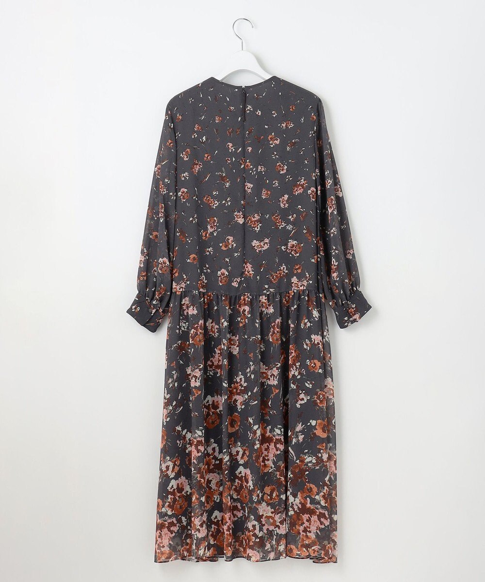 自由区 L 【洗える】オータムダリアプリント ワンピース 