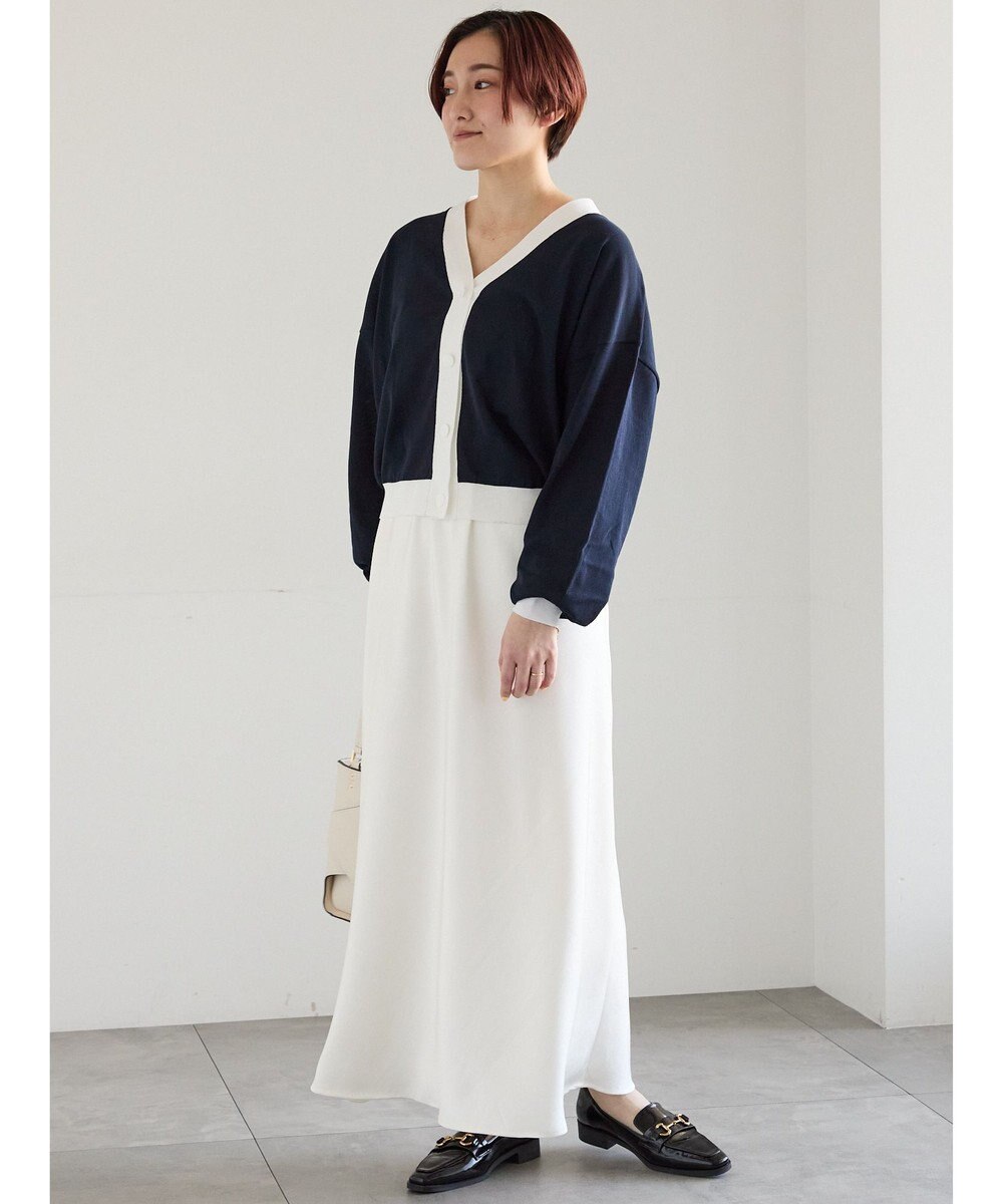 Te chichi 14G綿ポリVネックカーディガン 