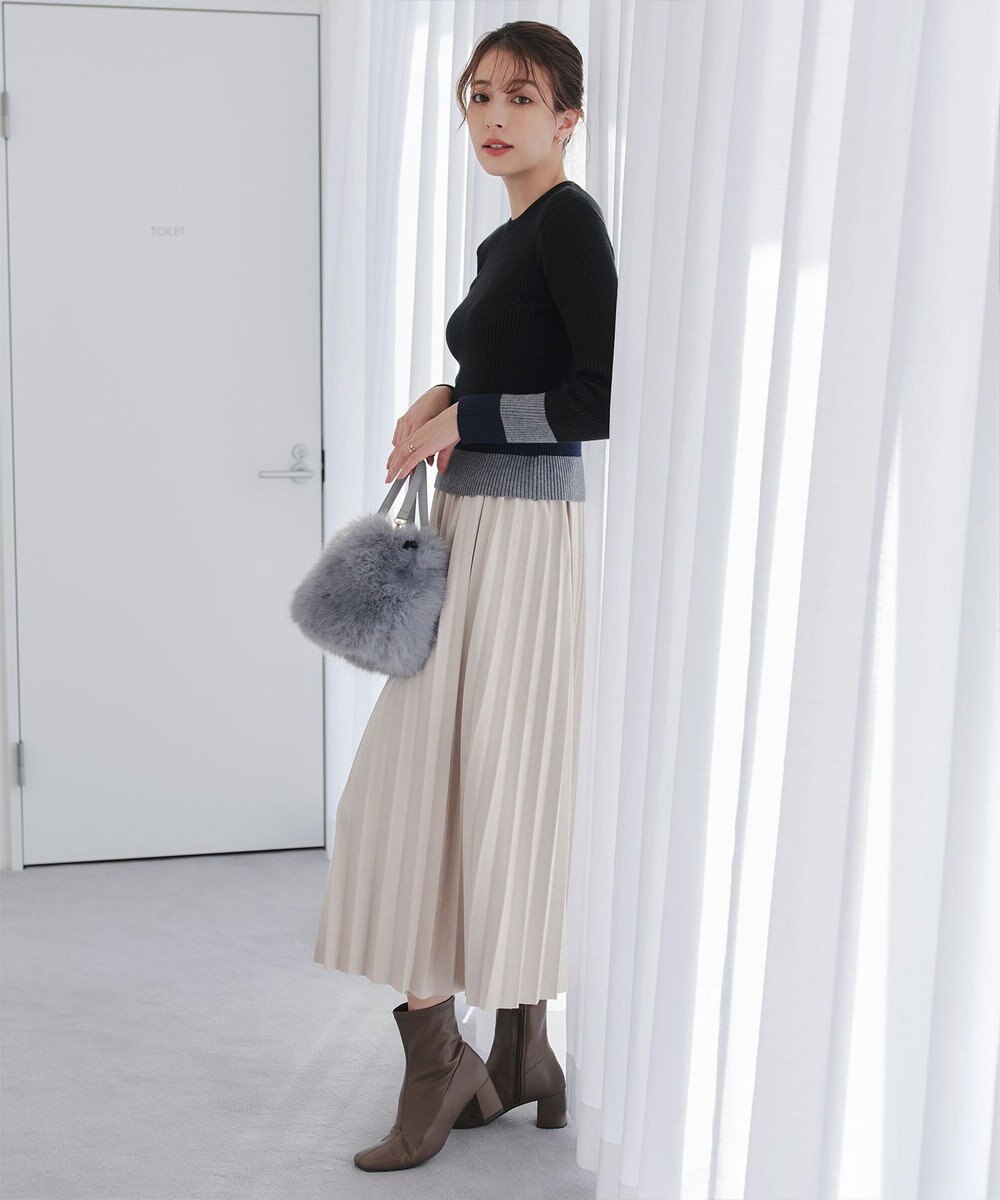 Tiaclasse 【洗える】マルチ配色ニットトップス 