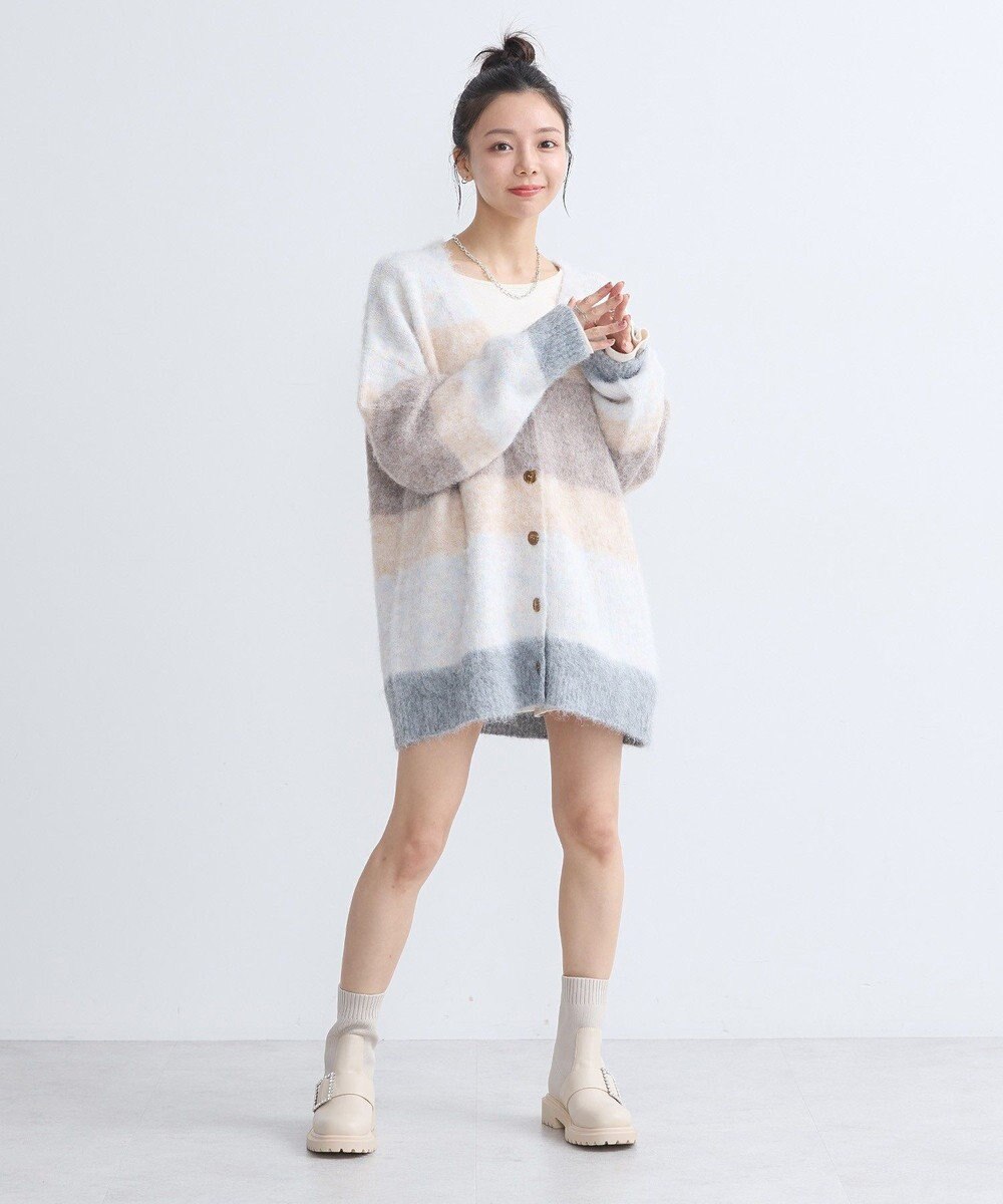 earth music&ecology グラデーション起毛ニットカーディガン 