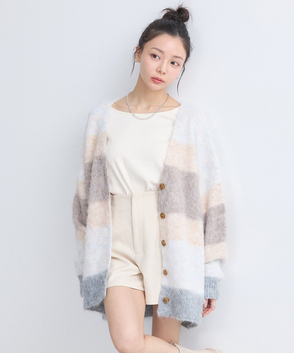 earth music&ecology グラデーション起毛ニットカーディガン 