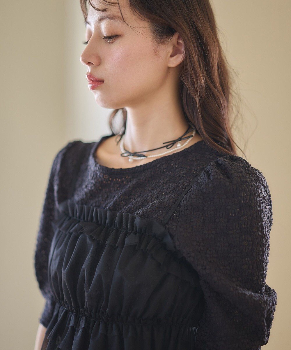 earth music&ecology ＳＥＴ２点フラワープルオーバー＋チュールビスチェ 